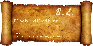 Bloch Lóránt névjegykártya